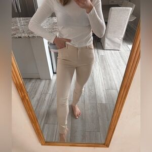 Express Columnist Slim Ankle Pants Beige Stretch Work Office Career Pant Size 6L